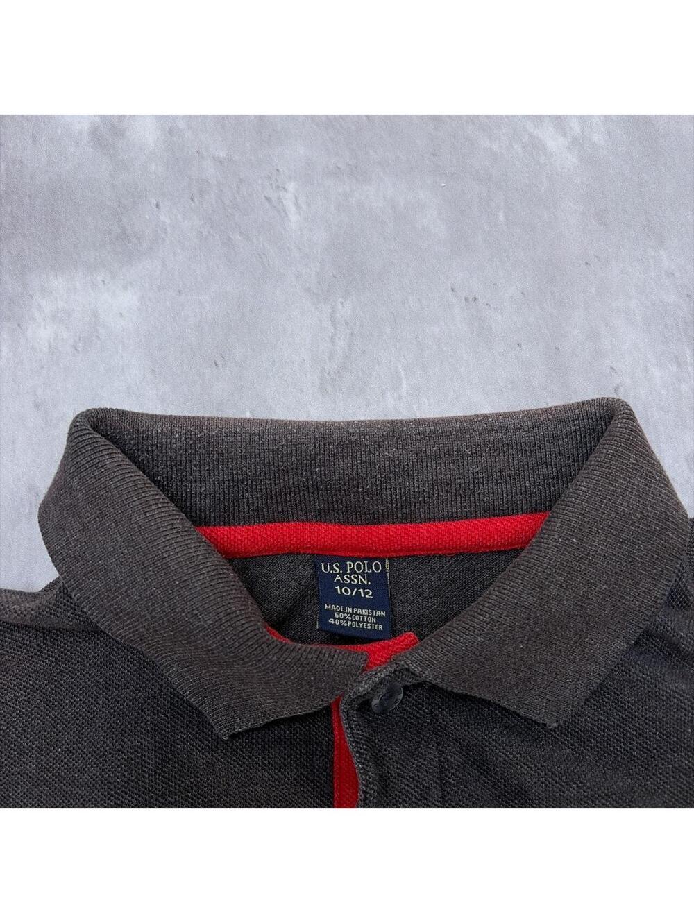 Y2K Grey U.S. Polo Assn Grunge Skater Big Pony Polo Shirt - Picture 6 of 7